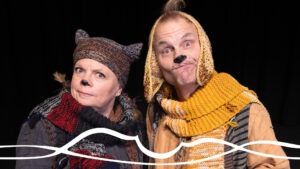 Naantalin lasten musiikkijuhlilla esiintyvät Maukka-kissa ja Väykkä-koira.