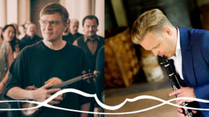 Norjalainen kamariorkesterin ja Pekka Kuusiston konsertin esiintyjät Pekka Kuusisto ja Christoffer Sundqvist.